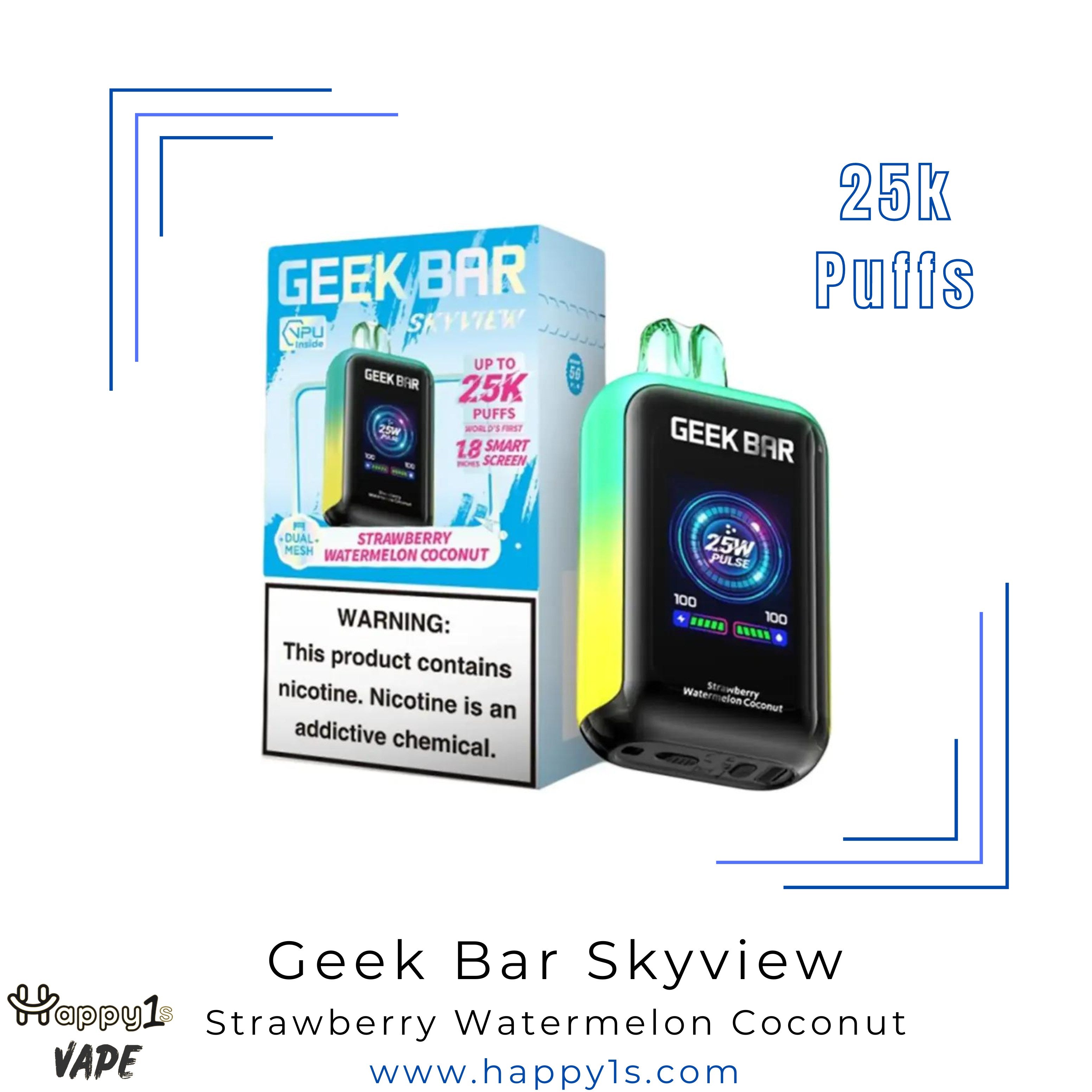 Geek Bar Skyview 25K - Strawberry Watermelon Coconut – Happy1s Smoke Shop